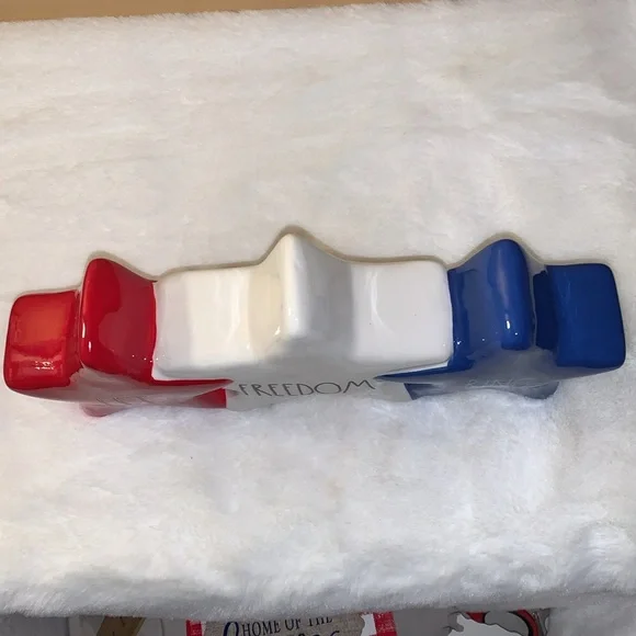 🪻 Rae Dunn Artisan Collection Red, White, Blue Star Decor America USA NWOT - Picture 4 of 9